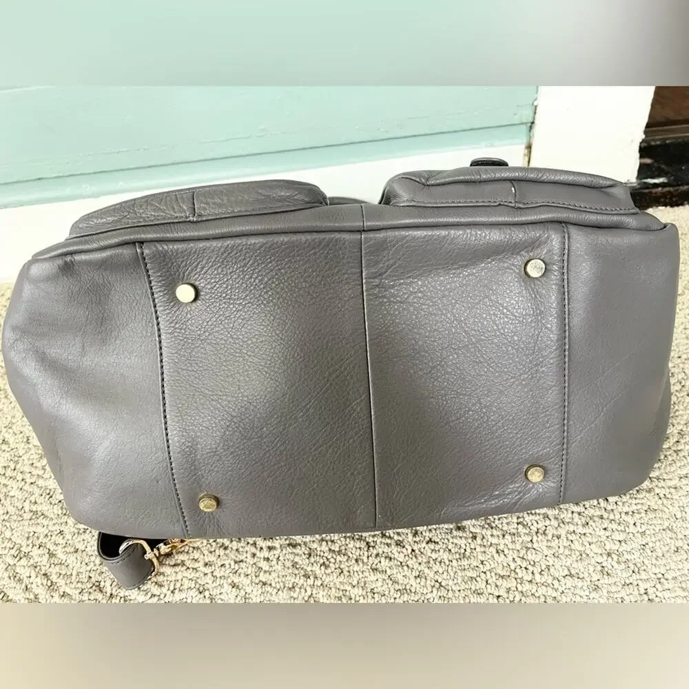 Lily Jade Elizabeth diaper bag grey leather convertible backpack crossbody baby